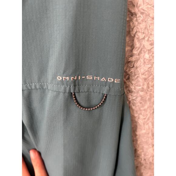 Columbia PFG Omni-Shade Vented Fishing Shirt Men’s Large Teal Long Sleeve - Picture 12 of 15